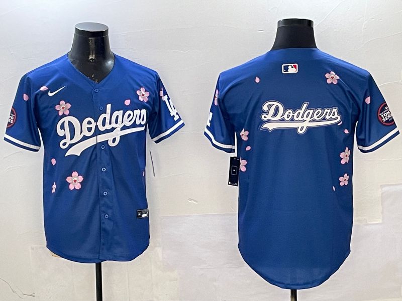 Men Los Angeles Dodgers Blank Blue Sakura Edition 2025 Nike MLB Jersey style 13